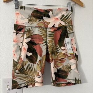 Old Navy Active PowerSoft High Rise 8" Bike Shorts Tropical Floral Size Medium
